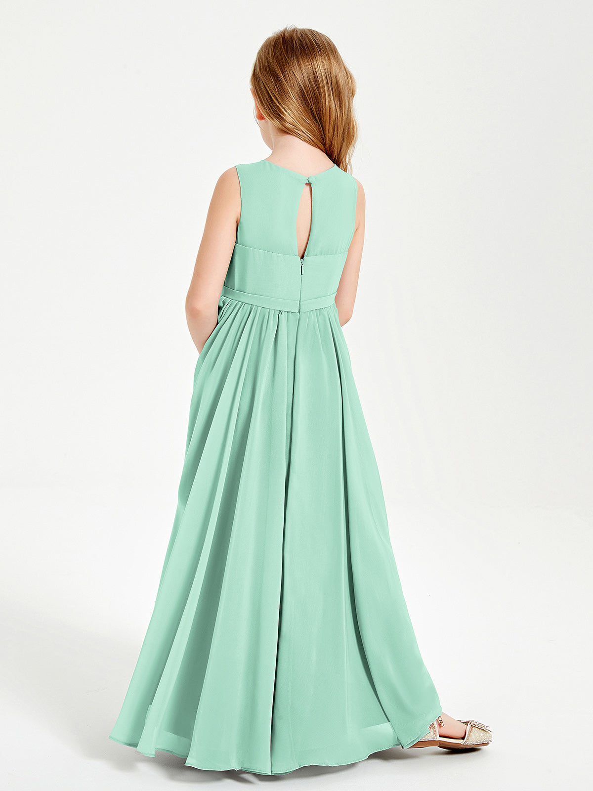 Chic Elegant Sleeveless Dresses for Junior Bridesmaids Mint Green